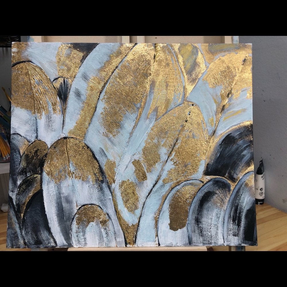 NEW Acrylic Panting Feathers Gold by me 2021